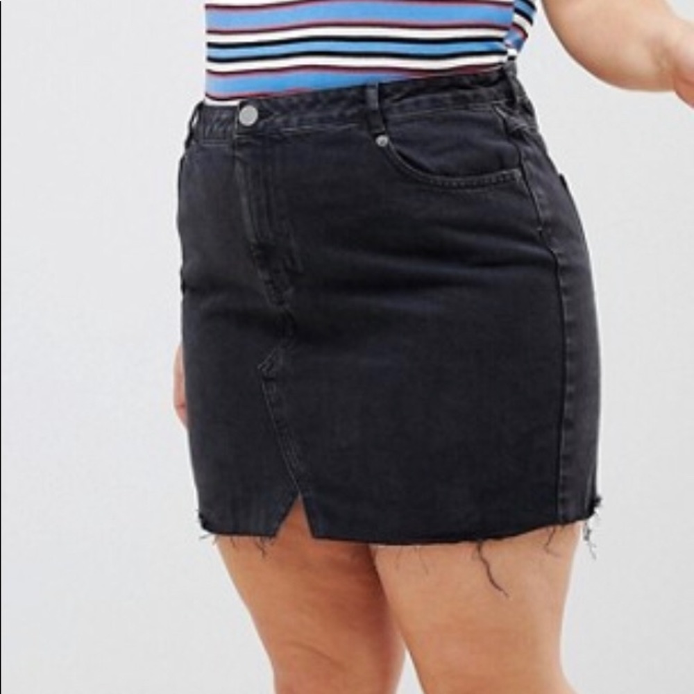 Black denim skirt